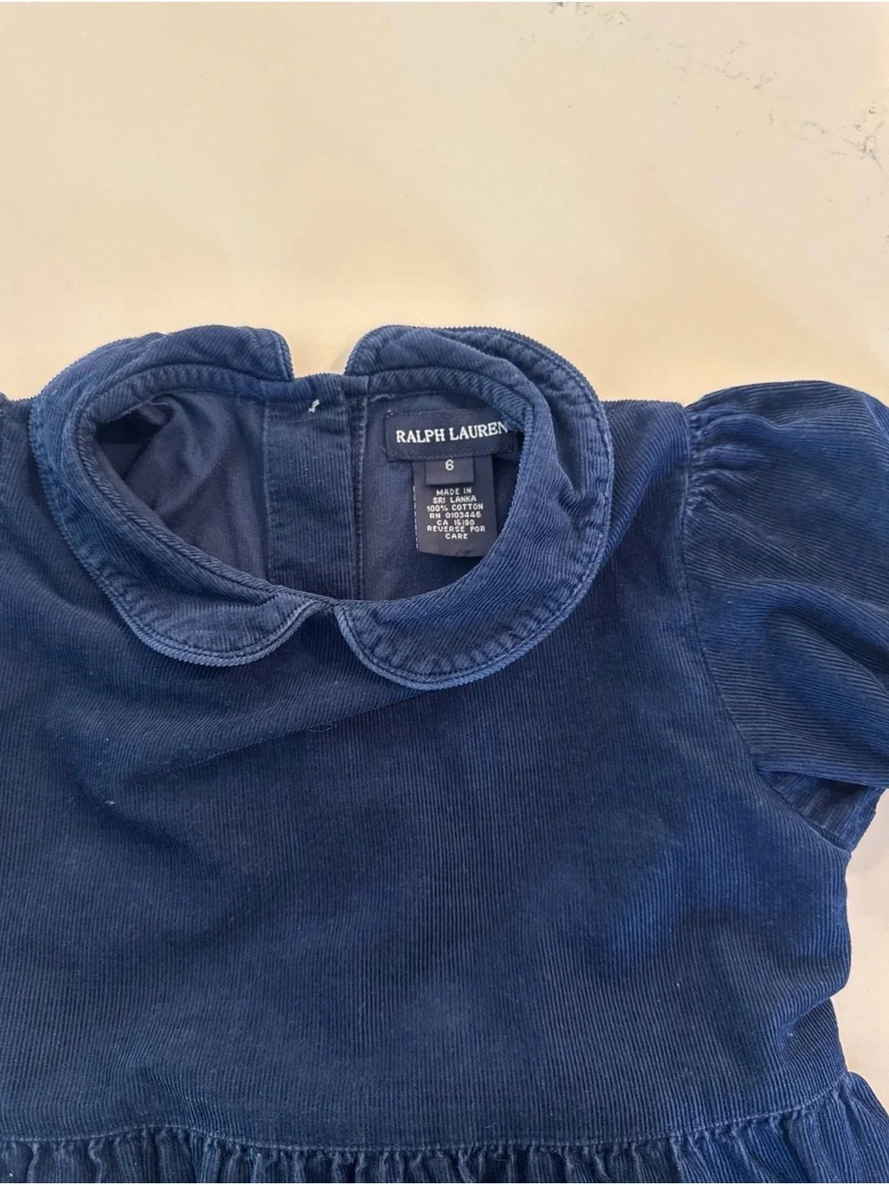 Ralph Lauren Girls Navy Corduroy Dress - Size 6 - Perfect Condition